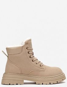 Ciemnobeżowe Traperki Mocno Ocieplone Sztucznym Futerkiem Janeka Renee damskie