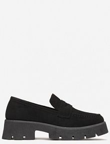 Czarne mokasyny na Grubej Podeszwie z Protektorem Misal ballada damskie