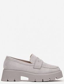 Szare mokasyny na Grubej Podeszwie z Protektorem Misal ballada damskie
