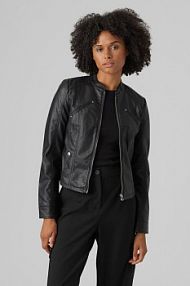 Kurtka skórzana Vero Moda czarna damska Z imitacji skóry