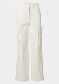 Spodnie eleganckie Edited białe damskie Materiałowe Malena  Wide Leg