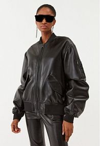 Bomberka Patrizia Pepe czarna Kurtka z imitacji skóry