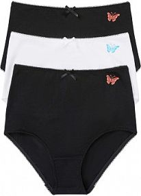 Figi z wysoką talią z bawełną organiczną (3 pary)  Bonprix