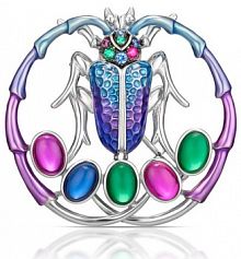 Broszka W.KRUK srebrna Srebro 925, Spinel syntetyczny, cyrkonia, rubin syntetyczny, szkło SDL/BS246