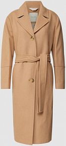 Płaszcz wełniany z wiązanym paskiem Part Two beżowy damski EAN 30307776