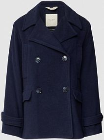 Krótki płaszcz z kołnierzem z połami model Wollcaban Part Two granatowy damski EAN 30307774