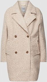 Krótki płaszcz z zapięciem na guzik model Macha Fransa beżowy damski EAN Locke 2RH8