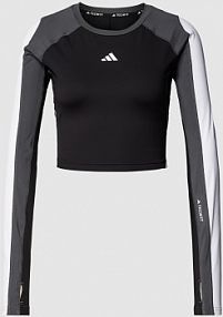 Bluzka krótka z długim rękawem i wycięciem z tyłu Adidas Training czarna damska EAN HY0410