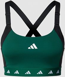Biustonosz typu bralette z paskiem z logo Adidas Training zielony EAN IK6156