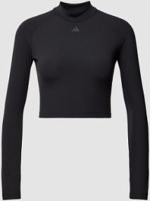 Bluzka krótka z długim rękawem Adidas Training czarna damska EAN SEAMLESS