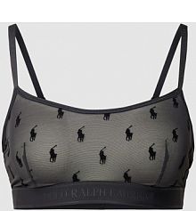 Biustonosz typu bralette ze wzorem z logo na całej powierzchni Polo Ralph Lauren czarny EAN 4P1036