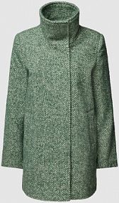 Krótki płaszcz ze wzorem w jodełkę i krytym zamkiem błyskawicznym Zero zielony damski EAN 1081131833