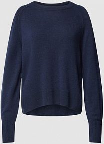 Sweter z dzianiny z kaszmiru z okrągłym dekoltem LANIUS granatowy damski EAN 223 13631-00