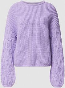 Sweter z dzianiny z wzorem warkocza LANIUS fioletowy damski EAN 223 13621-00