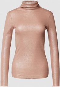 Sweter z wywijanym kołnierzem i efektowną przędzą LUISA CERANO różowy damski EAN 388073 7757