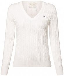 Sweter  Kobiety Bawełna biały jednolity XXL Gant damski