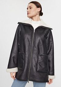 Kurtka skórzana Noisy May brązowa damska Z imitacji skóry