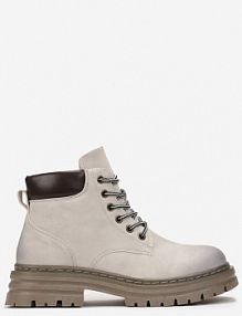 Beżowe Traperki z Ociepleniem i Sznurowaniem Almudena Renee damskie