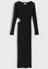 Dzianinowa sukienka z wycięciem Reserved czarna 8978Z-99X