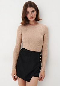 Prążkowana  bluzka Mohito beżowa damska