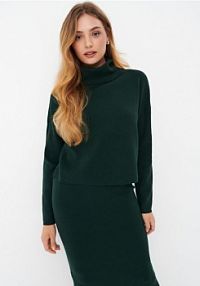 Sweter z golfem Mohito zielony damski