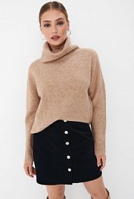 Sweter oversize z golfem Mohito beżowy damski