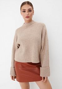 Sweter oversize Mohito beżowy damski