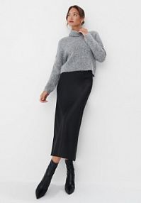 Satynowa spódnica midi Mohito czarna