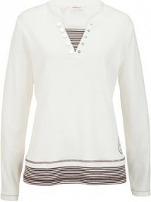 Shirt bawełniany z długim rękawem, w optyce 2 w 1  damska Bonprix
