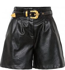 Szorty ze sztucznej skóry z paskiem  damskie Bonprix