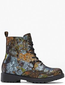 Botki sznurowane ze wzrem w kwiaty  damskie Bonprix