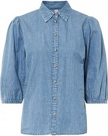 Bluzka dżinsowa z rękawami bufkami, z bawełny organicznej  damska Bonprix