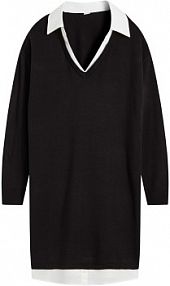 Sukienka dzianinowa z koszulową wstawką  Bonprix