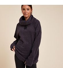 Bluza do jogi i relaksacji   polarowa ciemnofioletowa Kimjaly damska