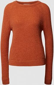 Sweter z dzianiny z mieszanki wełny z alpaki z okrągłym dekoltem LANIUS brązowy damski EAN 223 13594-00