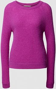 Sweter z dzianiny z mieszanki wełny z alpaki z okrągłym dekoltem LANIUS różowy damski EAN 223 13594-00