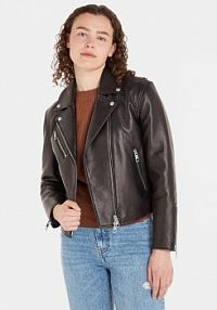 Kurtka skórzana Tommy Hilfiger czarna damska 