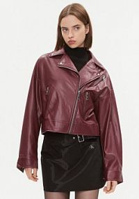 Kurtka skórzana DKNY czerwona damska 
