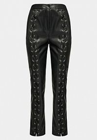 Spodnie skórzane Edited czarna Z imitacji skóry