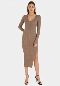 Sukienka dzianinowa Calvin Klein beżowa 