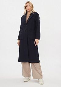 Płaszcz United Colors Of Benetton granatowy damski Wełniany