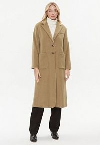 Płaszcz United Colors Of Benetton beżowy damski Wełniany