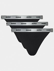 Stringi HUGO czarne Komplet 3 par stringów