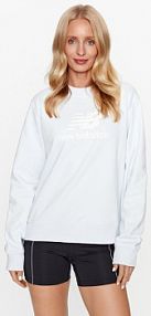 Bluza New Balance niebieska damska Essentials Stacked Logo French Terry Crewneck WT31532  Regular Fit