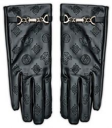 Rękawiczki skórzane Guess czarne Damskie