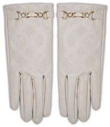 Rękawiczki skórzane Guess beżowe Damskie