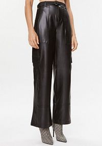 Spodnie skórzane Guess czarna Z imitacji skóry