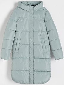 Ocieplany płaszcz Reserved zielony damski 6297V-97X