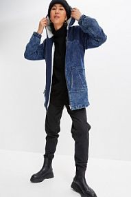 Parka dżinsowa z barankiem  Bonprix