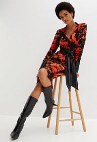 Sukienka z kokardą ze sztucznej skóry  Bonprix